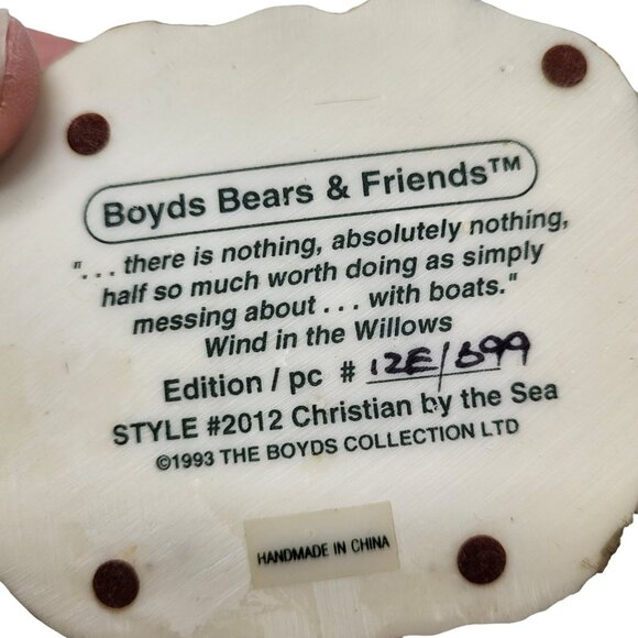 Boyds Bears & Friends 1993 Christian By The Sea #2012 Sailboat Sailor With Box - Picture 14 of 14